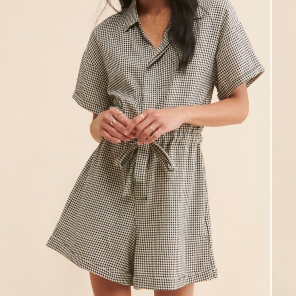 Checkered Short Sleeve Romper
